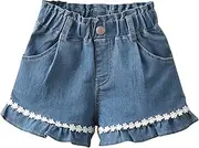 [Dkygxwt] Toddler Baby Girls Shorts Floral Lace Shorts Denim Shorts Kids Casual Jean Shorts Pants