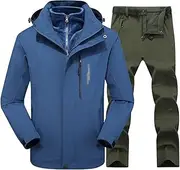 [CLSQLXYJZC] Ski Jacket and Pant Set, Outdoor Winter Fleece Thickening Warm Windproof Soft Shell Snowboard Ski Suit, for Sports Waterproof Zipper Snowboard Ski Suit(Color1,5X-Large)