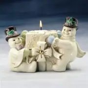 Lenox Hand-Painted Fine China Votive w/ 2 Snowmen-Snowman Candleholder-NEW