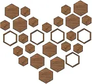 Pack of 27 Hexagon Wall Decoration Wood Hexagonal Wall Stickers Made of Wood Hexagonal Decorations Wall Tiles Hexagonal Wooden Wall Art for Home Living Room Bedroom Decoration