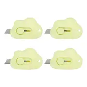 4 Pcs Cloud Shaped Retractable Box Cutters, Yellow (2.4x1.5Inch)