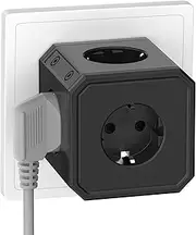 Retractable 6-Way Socket with 2 x USB-C, 2 m Cable (1.5 mm²), 4000 W/16 A, White Built-in Socket for Office, Home