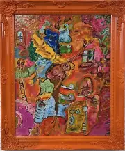 Original Abstract Painting on Canvas "Jump from the Painting" by Serg Graff COA