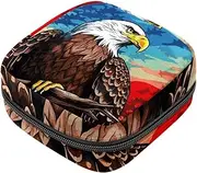 Period Bag,Sanitary Napkin Storage Bag,American Flag White Headed Eagle,Tampon Bag for Purse