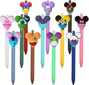 Raykeeplus 12 Pcs Cute Mouse Head Character Ears Pens Multi Color Pencil Nootbook Signature Office Desk Stationary Accessories for Student Teacher School Office Supplies