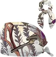 [YTYVAGT] Scrub Caps Women,Scrub Hats Suitable for Women,Bird Purple Flower Bush