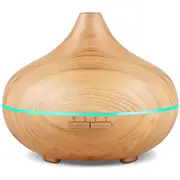500ml Aromatherapy Essential Oil Diffuser Wood Grain Cool Mist Humidifier Room Decor Lighting with 7 LED Color Changing Lamp