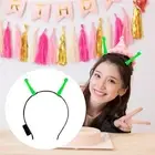 Light up Alien Headband Glow Cute Green Headwear LED Martian Antenna Headband
