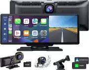 9.26" Wireless Carplay and Android Auto with 2.5K Dash Cam, 1080P Backup Camera,