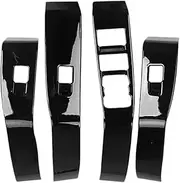 Compatible for Mustang -Mach-E Glass Lift Panel Decoration Window Door Switch Button Sticker Carbon Fiber ABS Car Interior Modification(4pcs Bright Black)