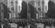 Crowds Curb Market Broad Street Looking North Stock Exchange USA S- Old Photo