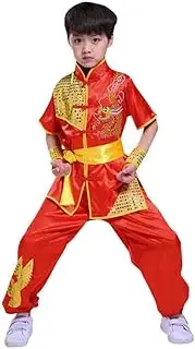 [CBTRFASHION] Boys Girls Kung Fu Master Tai Chi Dragon Chinese Uniform Top Shirt Pants Set Outfit