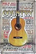 Country Music Guitar Metal Tin Sign, Vintage Poster Plaque Den Bar Home Man Cave Wall Decor