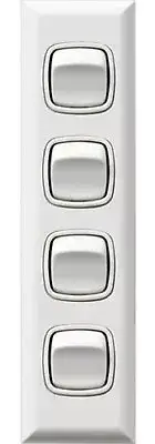 HPM XL ARCHITRAVE 4-GANG ROCKER SWITCH 10A 240V 2-Way, Flush Mounted WHITE