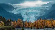 Landscape alaska nature trees glacier fall nordic Custom Gaming Mat Desk