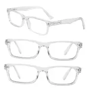 3 Packs Reading Glasses for Men Rectangle Spring Hinges Readers Clear*3 1.5 x