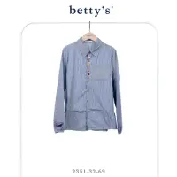 在飛比找momo購物網優惠-【betty’s 貝蒂思】小熊花花鈕釦直條紋拼接抽皺襯衫(藍
