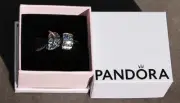 Set of 2 PANDORA Authentic 925 ALE Sterling Silver Charm & Charm Clip New
