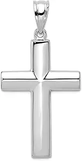 [JewelryWeb] 14k White Gold Hollow Religious Faith Cross Pendant Necklace 35.4x17.5mm Wide-Pendant for Women