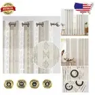Stylish 108" Boho Curtain Set - Grey and Beige Geometric Light-Filtering Drapes