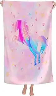 COMFAR Unicorn Beach Towel for Girls, Personalized Beach Towels for Kids Microfiber Beach Towels Bulk, Cute Beach Towel, Quick Dry Pool Towel 30"x 60"