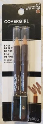 Covergirl 510 soft brown Easy Breezy Brow 2 Fill & Define Pencils + sharpener