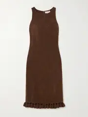 [Cap d’Antibes] Cap d'Antibes - Aurelia Tasseled Cotton-terry Midi Dress - Chocolate - small small Brown