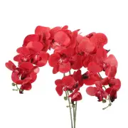 3Pcs 41" 9 Heads Artificial Orchid Stems Faux Phalaenopsis, Red