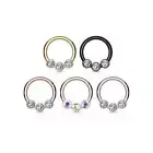 Surgical Steel Hinged Segment Hoop Septum Ring 16 Gauge 3 Forward Gem
