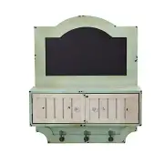 21.5" Vintage Chalkboard Wall Organizer Decorative Doors & Hooks