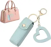 [Generic] Lipstick Case - Toiletry Bag, Toiletry Bag | Small Portable PU Leather Elegant Lipstick Case with Love Pendant for Lipstick, Lip Gloss, Perfume,, Light Blue 2, Consulte la descripción, Toilet bags (