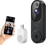 Wireless Wi-Fi Video Doorbell Camera with Two Way Talk, AI Motion Detection, Instant Alert, Night Vision and Cloud Storage, 2.4G Wi-Fi, Chime Included