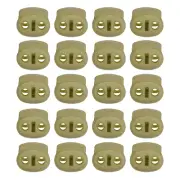 0.7x0.8" Cord Locks, 30 Pack Double Hole Spring End Toggle Stopper, Beige