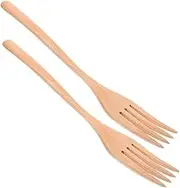 Cabilock 2pcs Wooden Salad Forks Craftsmanship for Stirring Serving and Cooking Versatile Utensils for Salad Pasta and More Kitchen Tool Natural Wood Finish