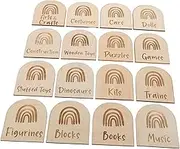 16pcs Wooden Box Labels Organization Bin Markers for Versatile Storage Tags for Playroom Bedroom Educational Storage