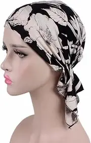 [BIGTEDDY] 2022 Turban Headwear Chemo Scarf Floral Wrap Muslim Hat Cancer Head Cap Stretch