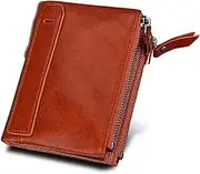 [SKUZA] Wallet,Card Bag,Double Zipper Women Wallets Genuine Cow Leather Card Holder Female Purse Vintage Coin Holder Wallets for Girl (Color : Black) (Brown) (Color : Orange Better)