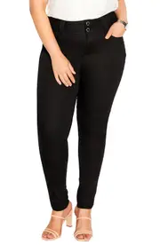 City Chic Asha High Waist Skinny Jeans in Black at Nordstrom, Size 22W