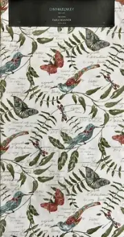Cynthia Rowley Song Bird And Butterflies Cloth Table Runner 15” X 90”