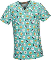 Oshhni V Neckline Scrub Top Nurse Work Uniform Durable Summer Work Clothing for Women and Men Soft Nurse Costume Short Sleeves, Dog Pattern, L