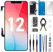 Risidamoy for iPhone 12/12 Pro Screen Replacement 6.1" (Model A2172 A2402 A2403 A2404) Full Assembly with Ear Speaker Proximity Sensor LCD 3D Touch Display Digitizer Fix Glass Tools Repair Kits