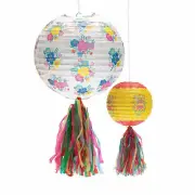 Fiesta Floral Bright Hanging Paper Lanterns, Party Decor, 2 Pieces