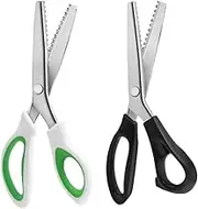 AIFUDA 2 PCS Pinking Shears for Fabric Cutting, Zig Zag Scissors, Stainless Steel Blades, Ambidextrous, 8.5cm x 24cm