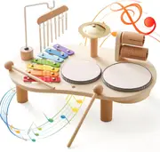 Kids Drum Set for Kids Musical Instruments, 7 in 1 Baby Musical Toy Montessori Xylophone Drum Kit Toys for Boys Girls Months Birthday Gifts