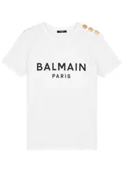 Balmain Logo-print Cotton T-shirt - White And Black - M M