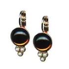 Mariana Earrings Smoked Topaz & Cream Pearl Austrian Crystals My Treasures Coll.