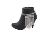 Women Silver Metal Chain Boot Bracelet Shoe Fringe Tassel Tribal Beads Hot Charm