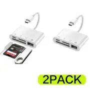 2PACK USB C SD+TF Camera Card Reader Adapter 4 in 1 with USB OTG and Charging