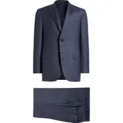 Canali Siena Regular Fit Denim Effect Wool Suit in Navy at Nordstrom, Size 44 Us