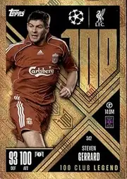 Match Attax Extra 2024 2025 Steven Gerrard 100 Club Legend Trading Card